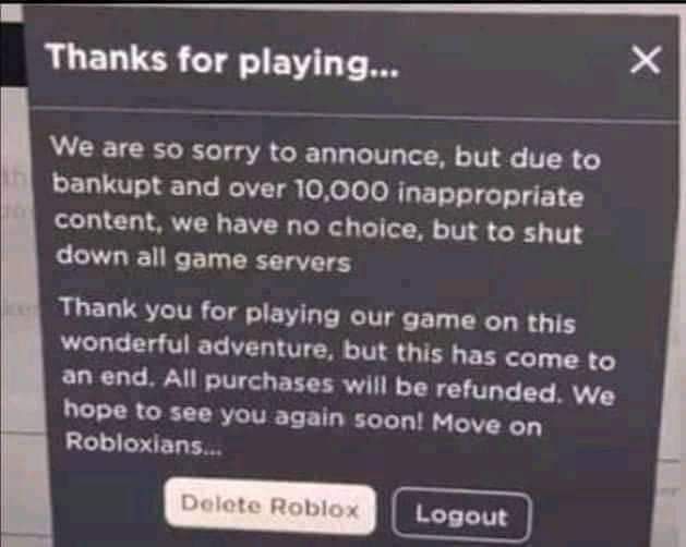 Why roblox might shut down!